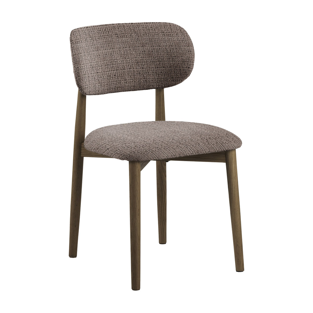 Absalon spisestol i juto dusty brown med understell i eik