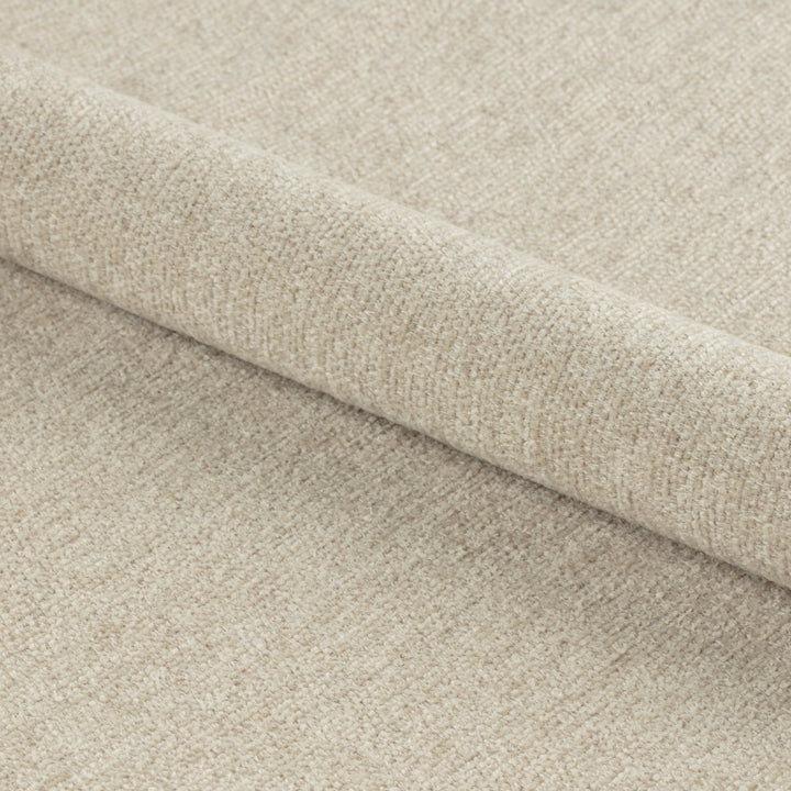 Lyric spisestol, nærbilde av sandfarget chenille-tekstil