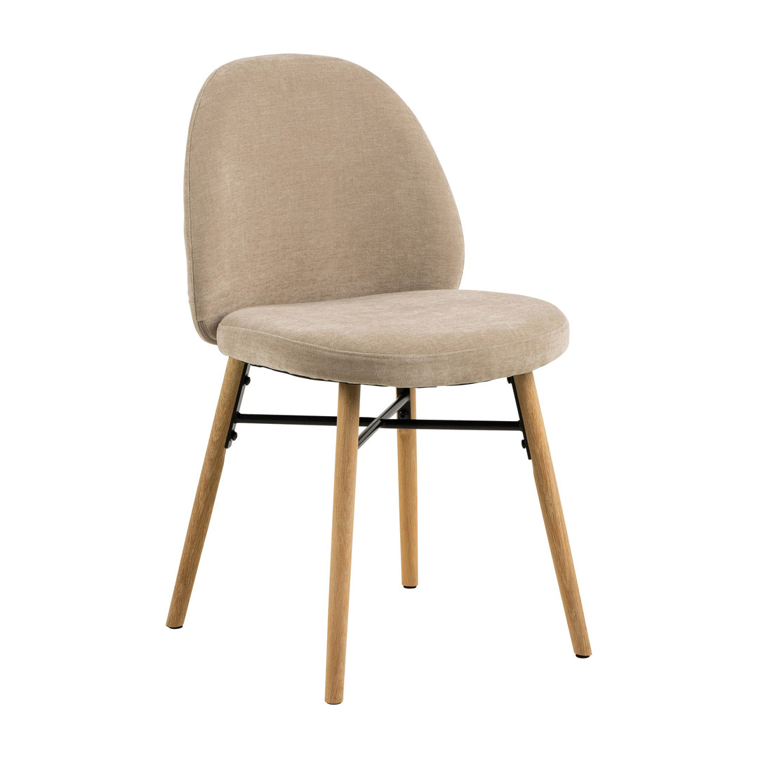 Sophia spisestol i beige velur med eikeben