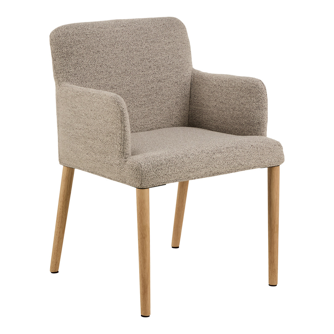 Zoe spisestol i beige bouclé med ben i lys eik