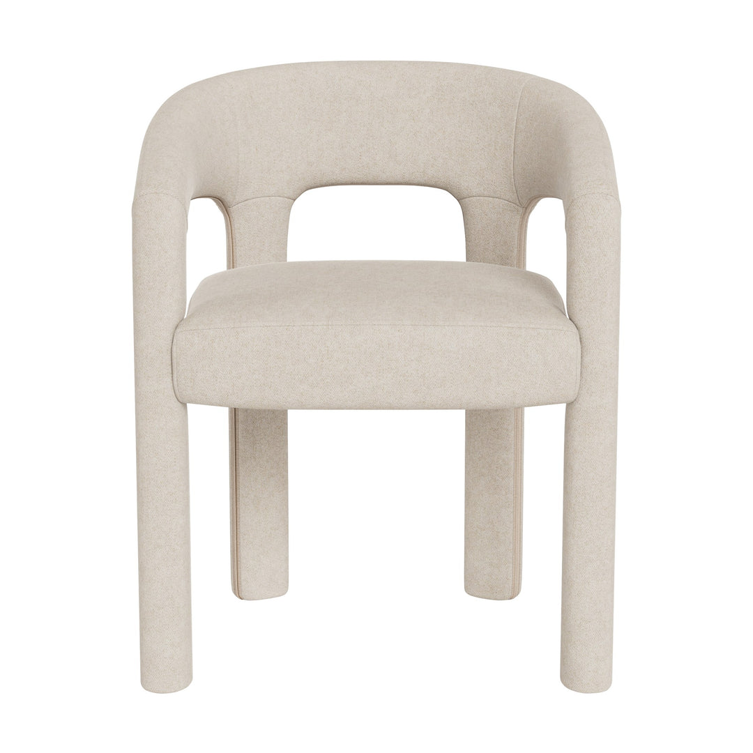 Cole spisestol i beige melert stoff, helstoppet med buet rygg