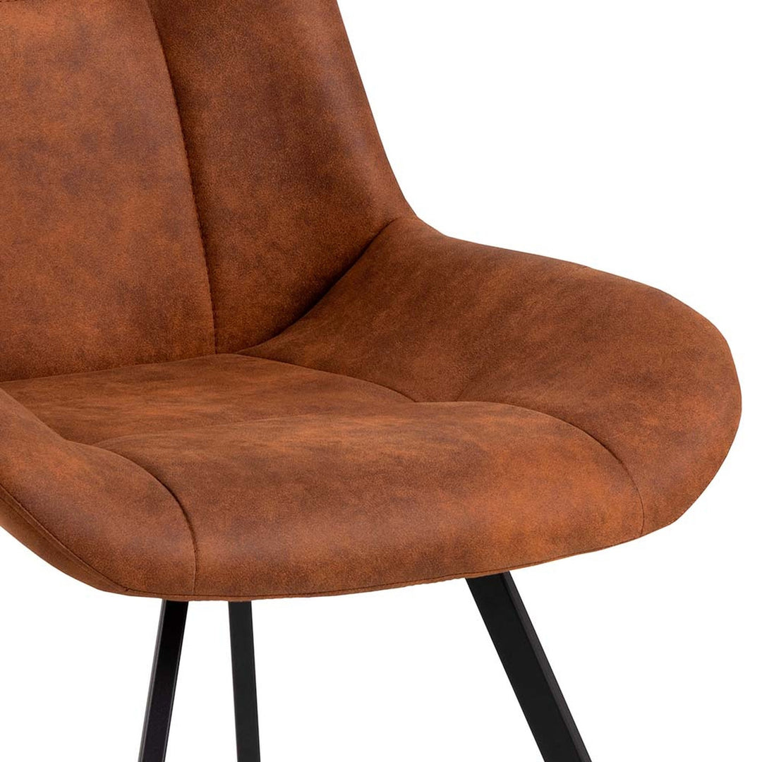 Waylor spisestol i brun mikrofiber med sete og rygg, sorte metallben