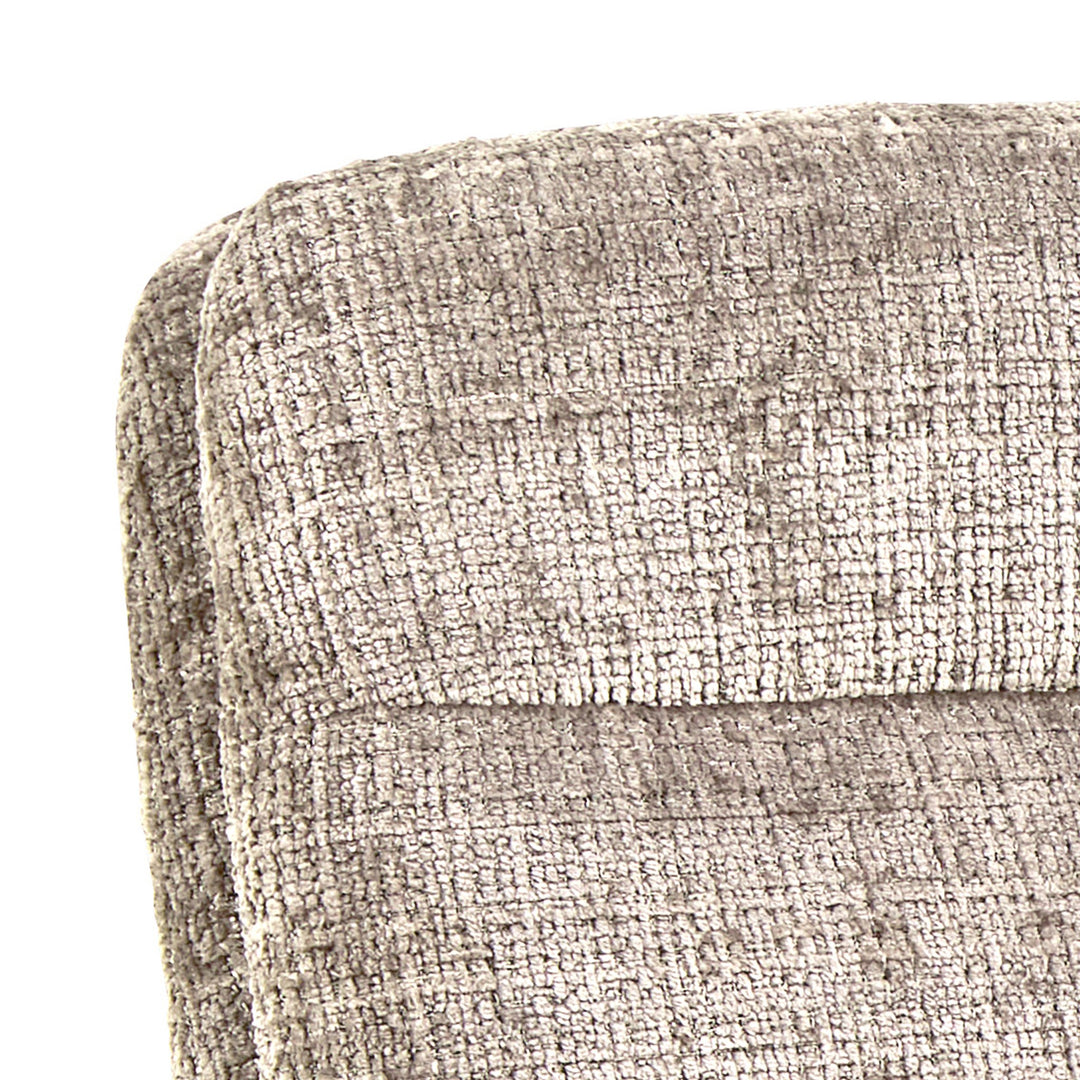 Edgar spisestol, nærbilde av beige chenille-rygg