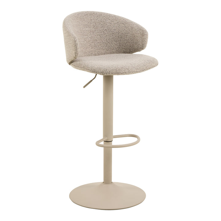 Ella barstol i monza beige bouclé med svart dreibar fot og fotring