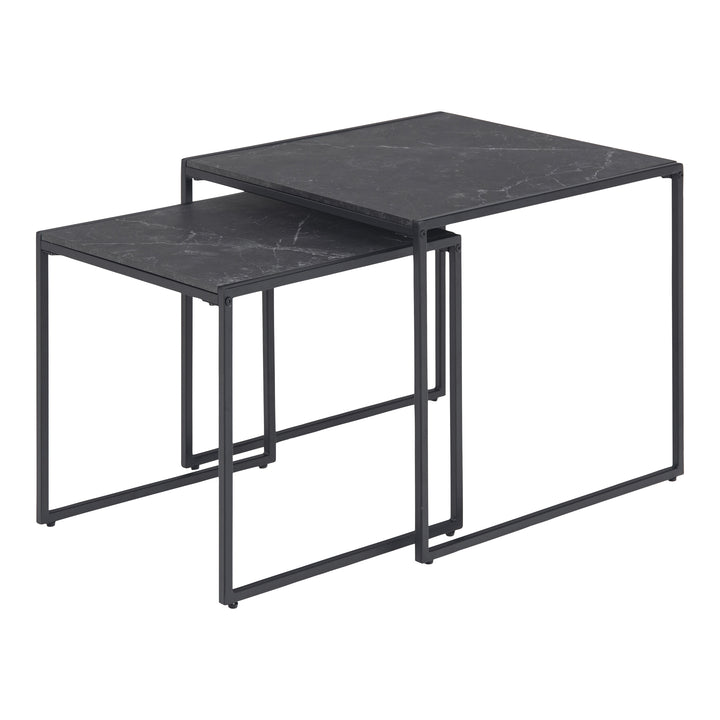 Infinity sofabord med sort marmorplate og slank sort metallramme