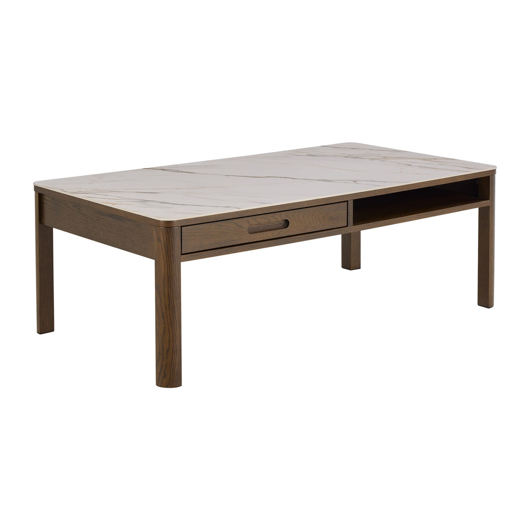 Hampton sofabord i smoked oak med hvit keramikkplate