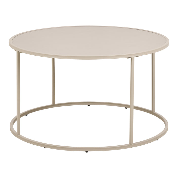 Seaford sofabord i klart glass med sort metallramme og hylle i sort treverk