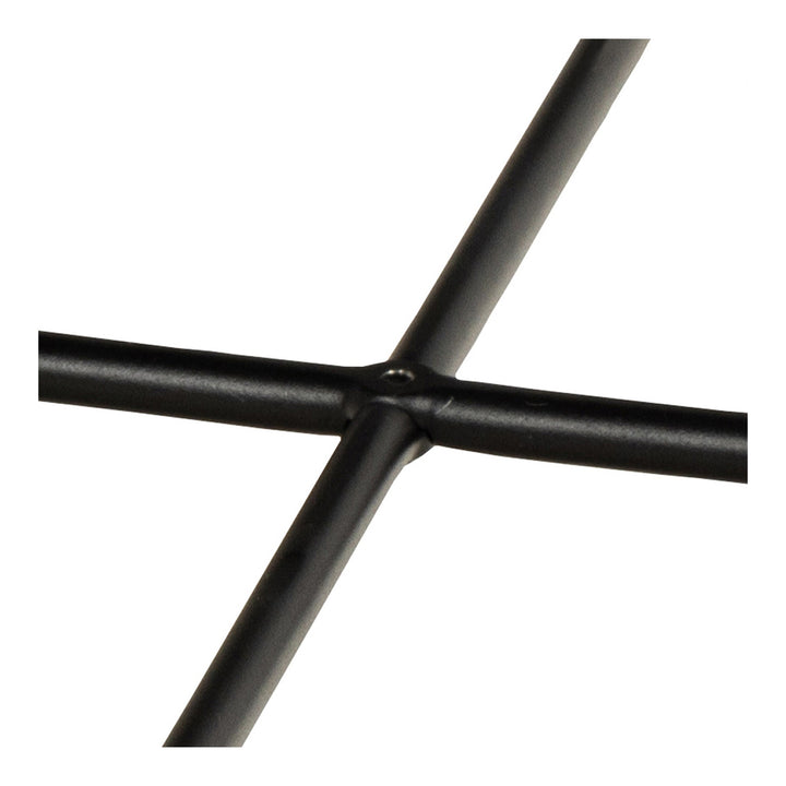 Avila sidebord, detalj av sort metallramme med kryss-stag mot hvit bakgrunn