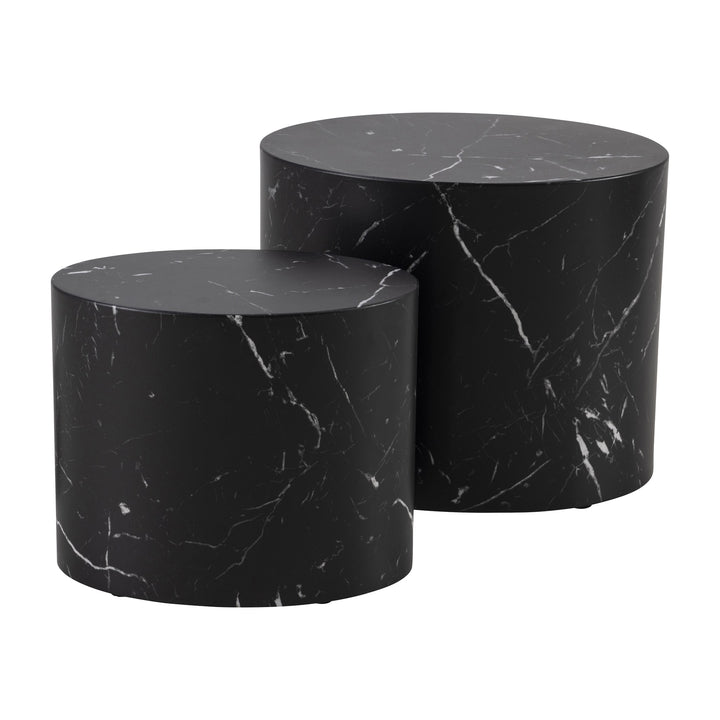 Mice sidebord i sort marmor, rundt med buet form
