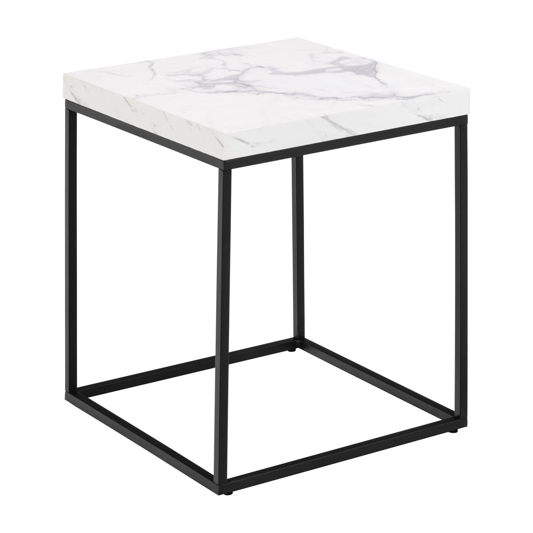 Barossa sidebord med hvit marmorplate og sort metallramme