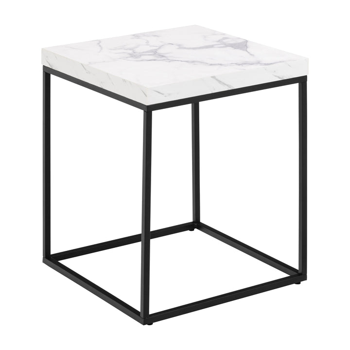 Barossa sidebord med hvit marmorplate og sort metallramme