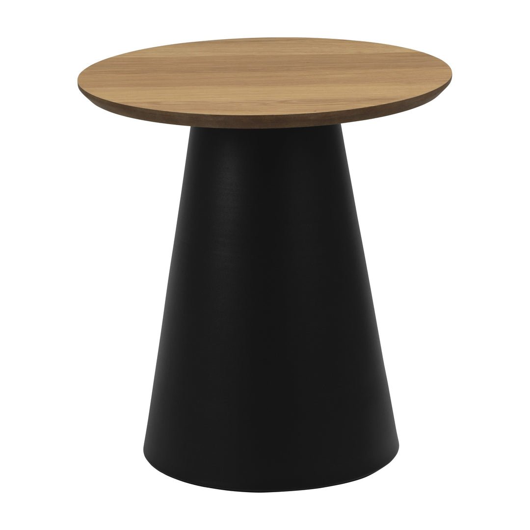 Soli sidebord med rund eikeplate og sort konisk fot