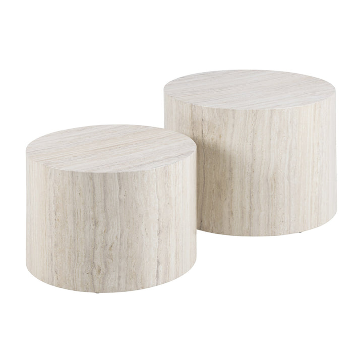 Dice sidebord rundt i travertinlook