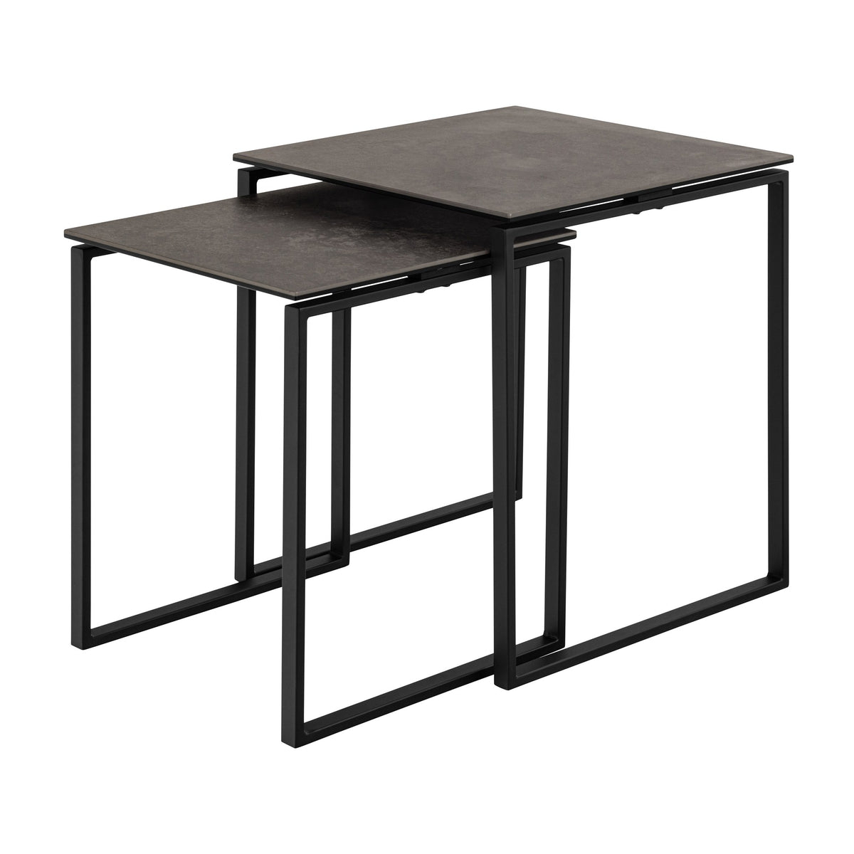 Katrine sidebord med sort keramikkplate og sort metallramme