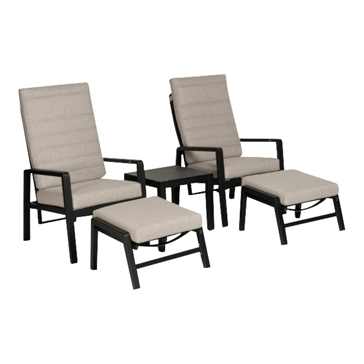 Almeria reclinersett i antrasitt med beige puter
