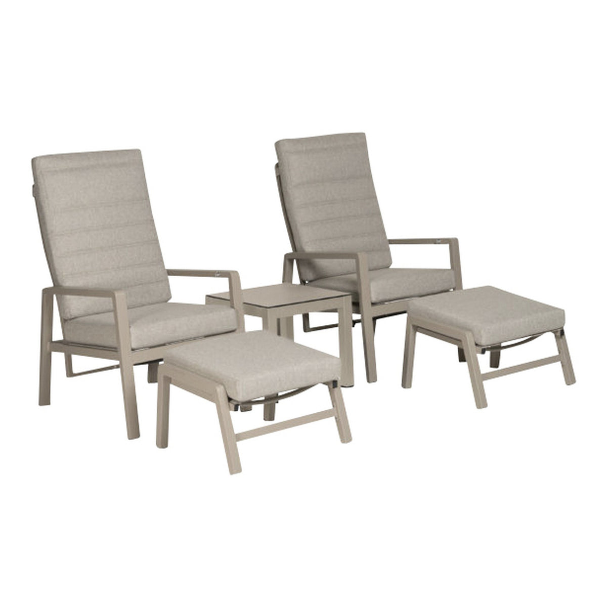 Almeria reclinersett i sand med beige puter