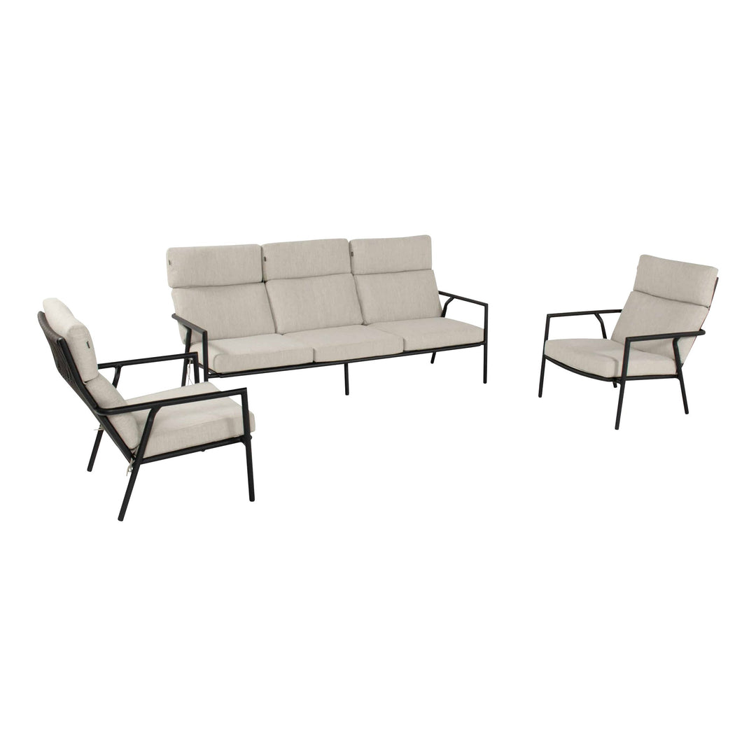 Hartman Shinzo sofagruppe i sort aluminium med beige puter