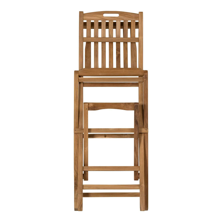 Hartman Skagen barstol i teak, klappbar, frontvisning mot hvit bakgrunn