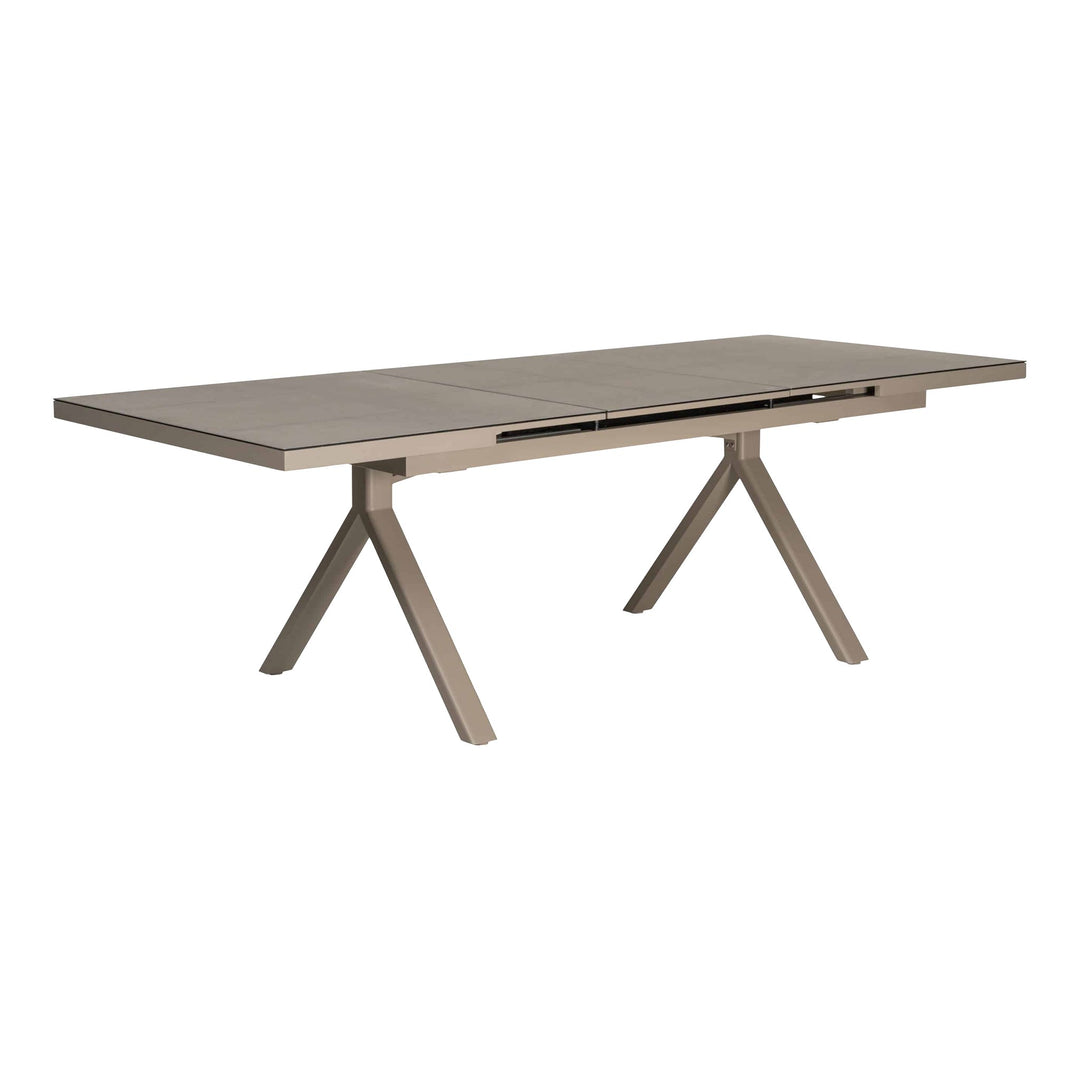 Almeria spisebord i sand med aluminiumsramme, uttrekkbart