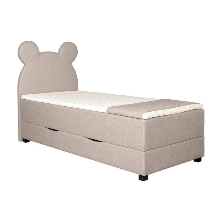 Asleep Luna rammemadrass i beige med teddy-sengegavl og oppbevaring