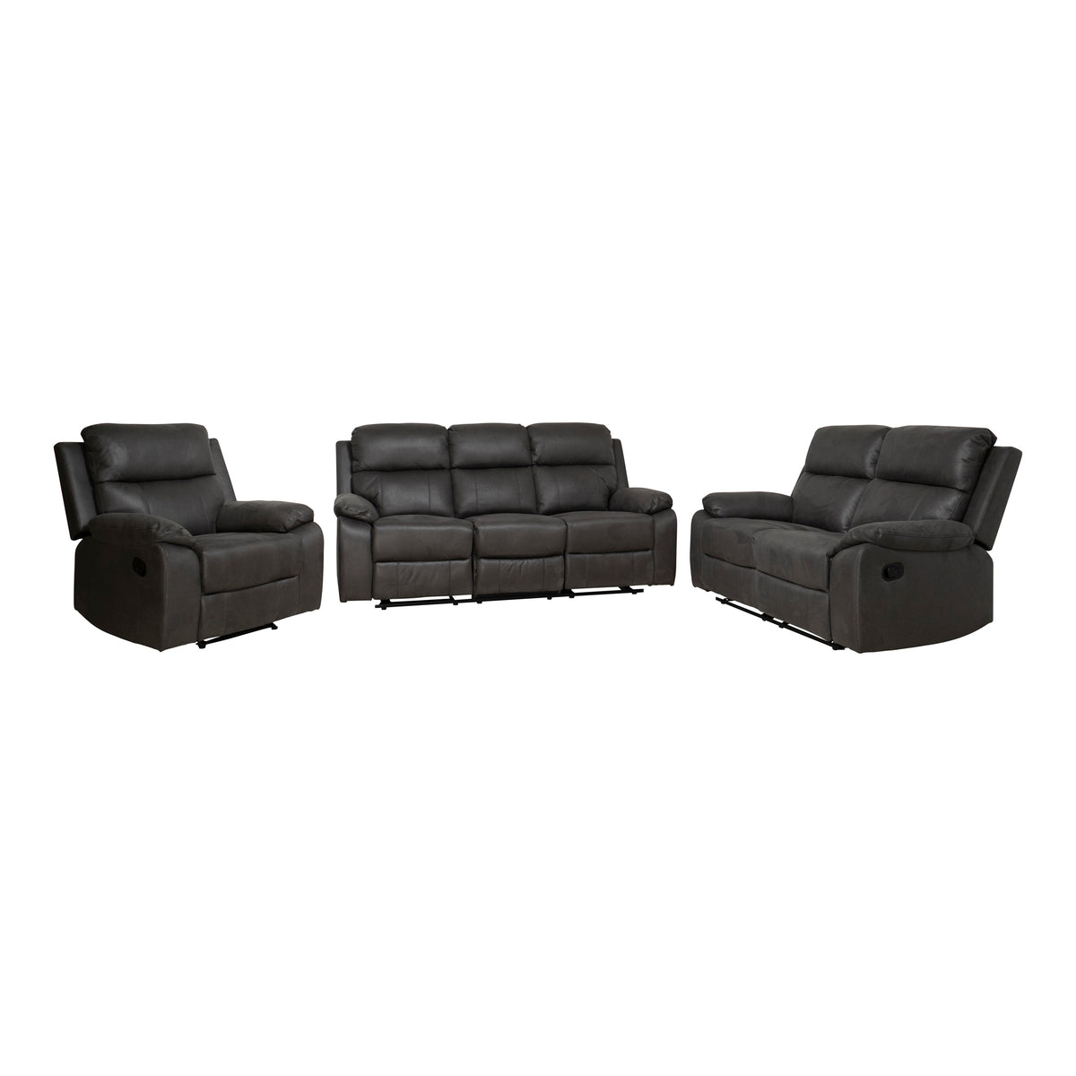 Mora sofagruppe i sort skinnimitasjon med recliner