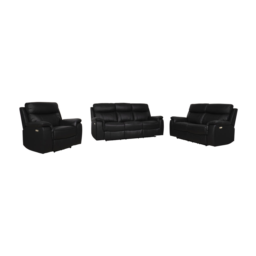 Mayfield sofagruppe i sort skinnimitasjon med recliner