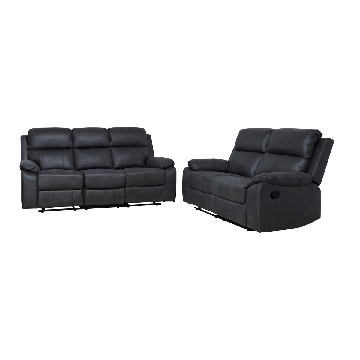 Mora sofagruppe i sort skinnimitasjon med recliner