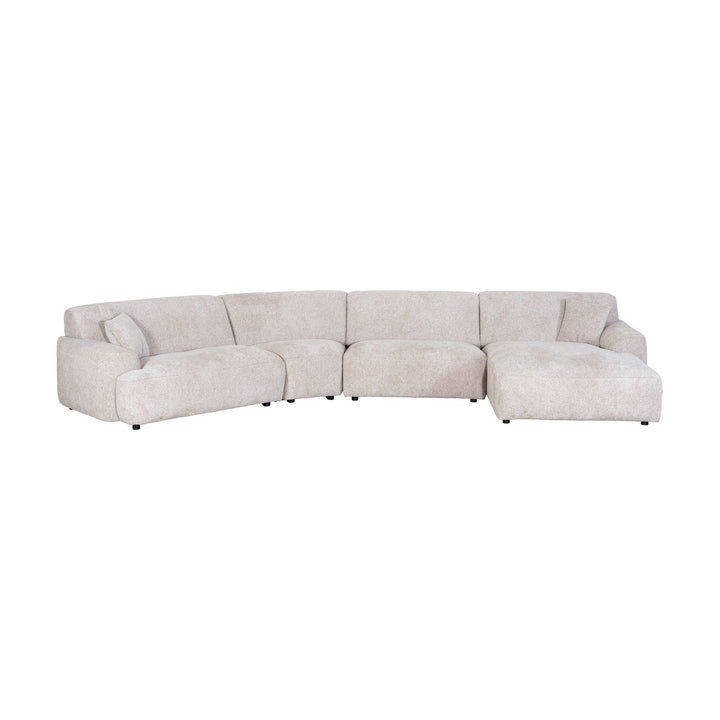 Maldini modulsofa i lys beige stoff med sjeselong