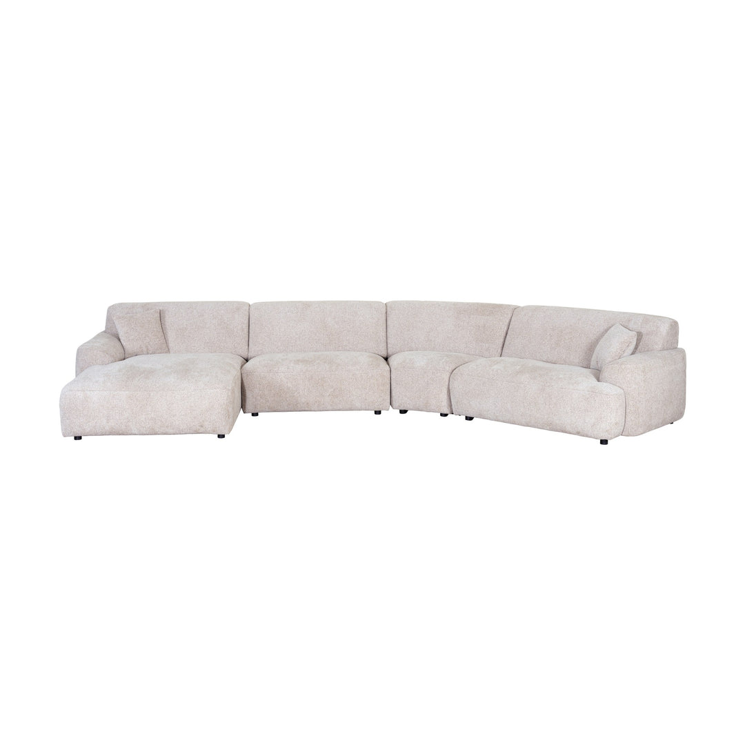 Maldini modulsofa i lys beige stoff med sjeselong