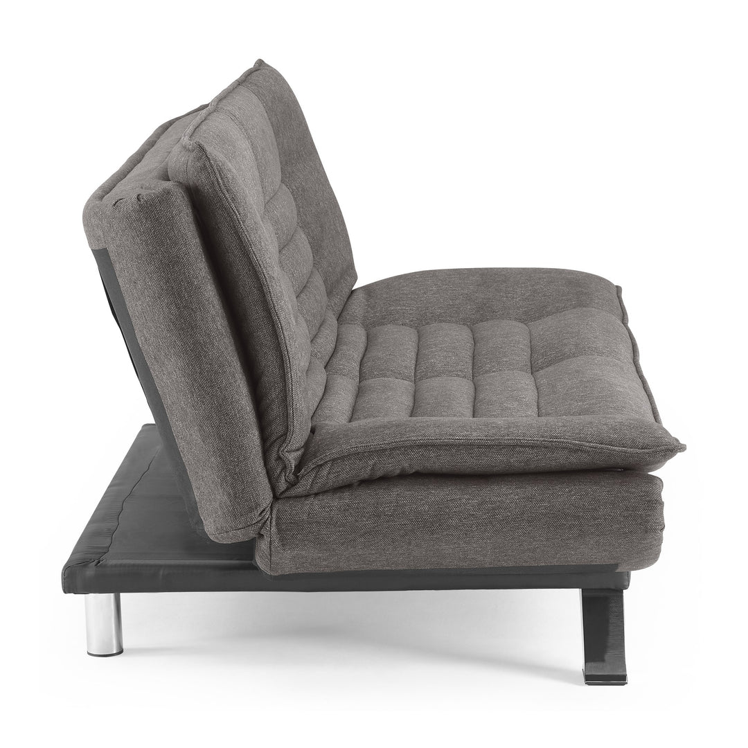 Friday sovesofa i mørk grå, sett fra siden med justerbar rygg