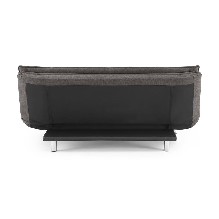 Friday sovesofa i mørk grå, sett bakfra med svart bakside og krombein