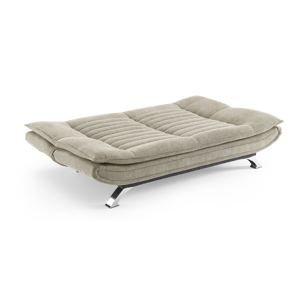 Friday sovesofa i beige, slått ut til seng med krombein
