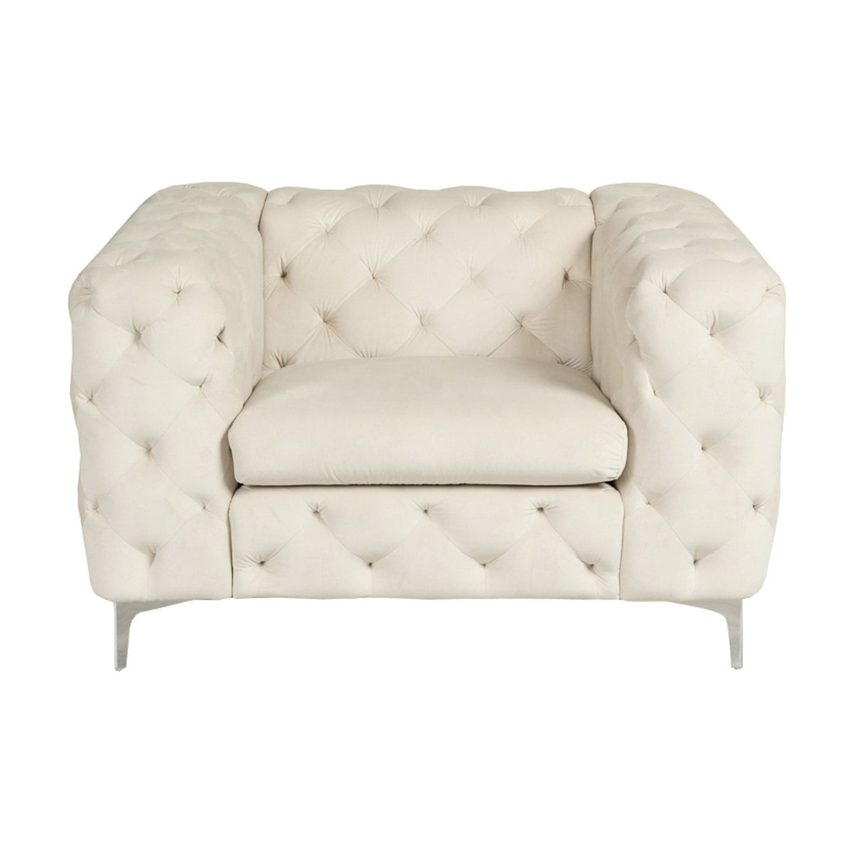 Bella sofa i velur med knappet chesterfield-design