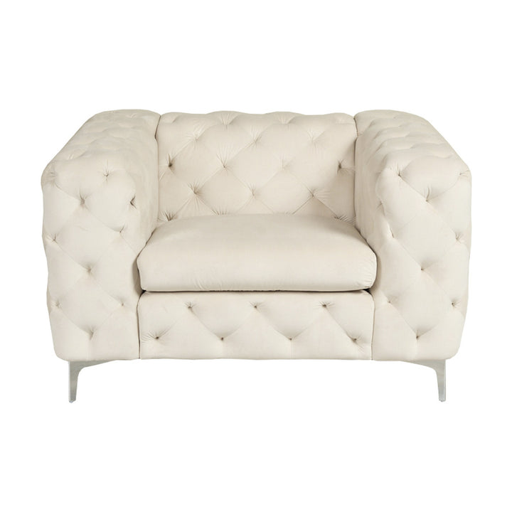 Bella sofa i velur med knappet chesterfield-design
