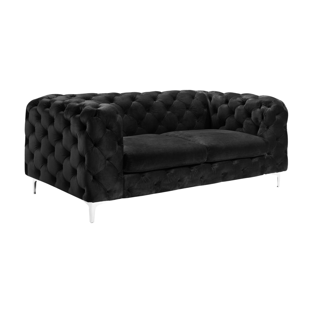 Bella sofa i velur med knappet chesterfield-design