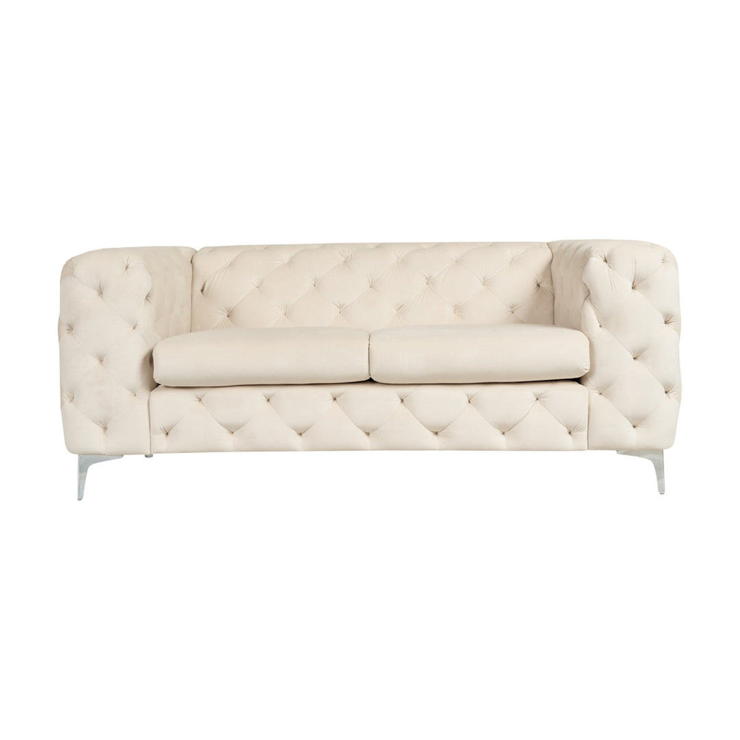 Bella sofa i velur med knappet chesterfield-design