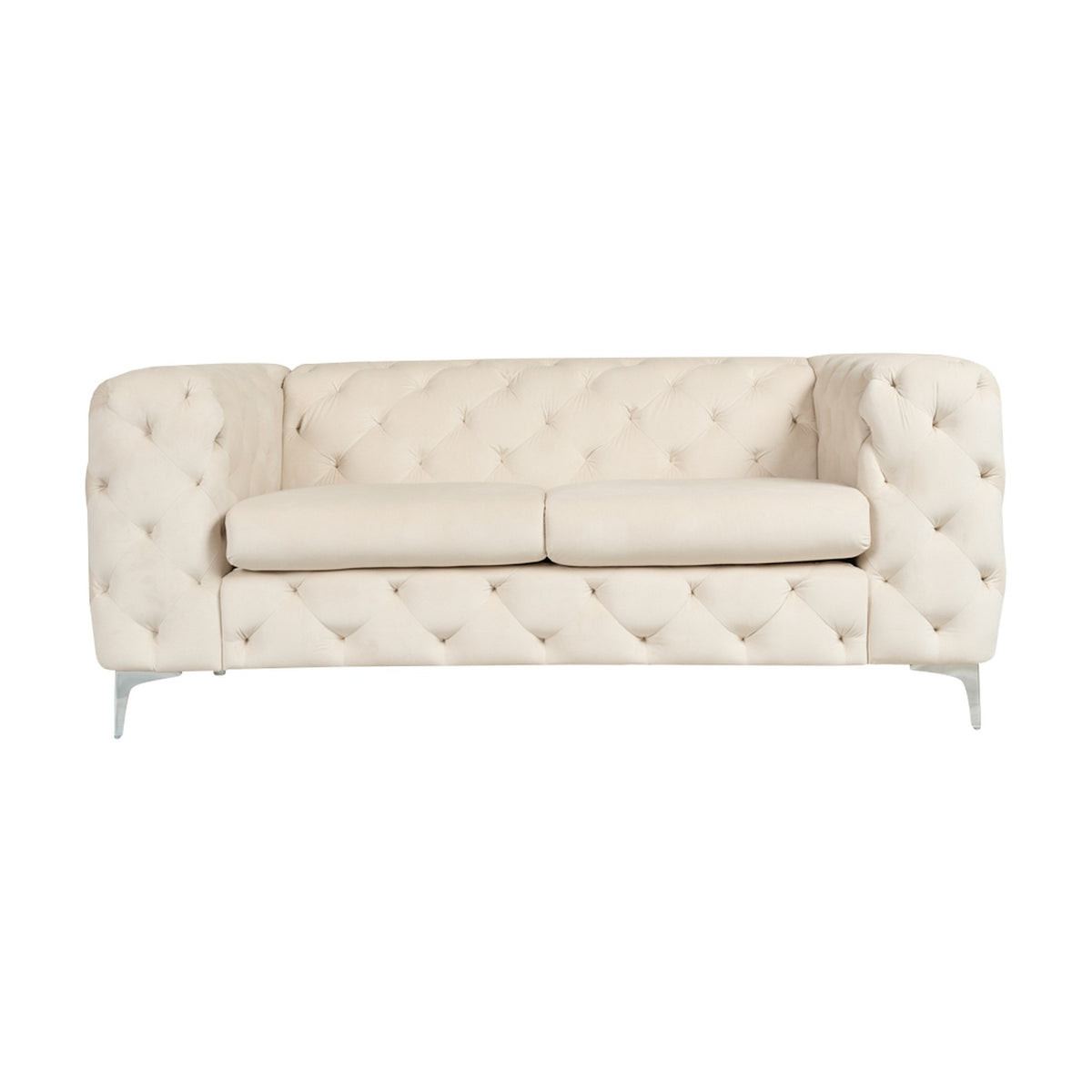 Bella sofa i velur med knappet chesterfield-design