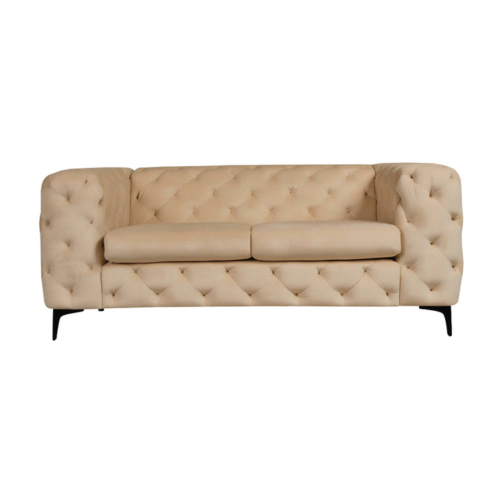 Bella sofa i velur med knappet chesterfield-design