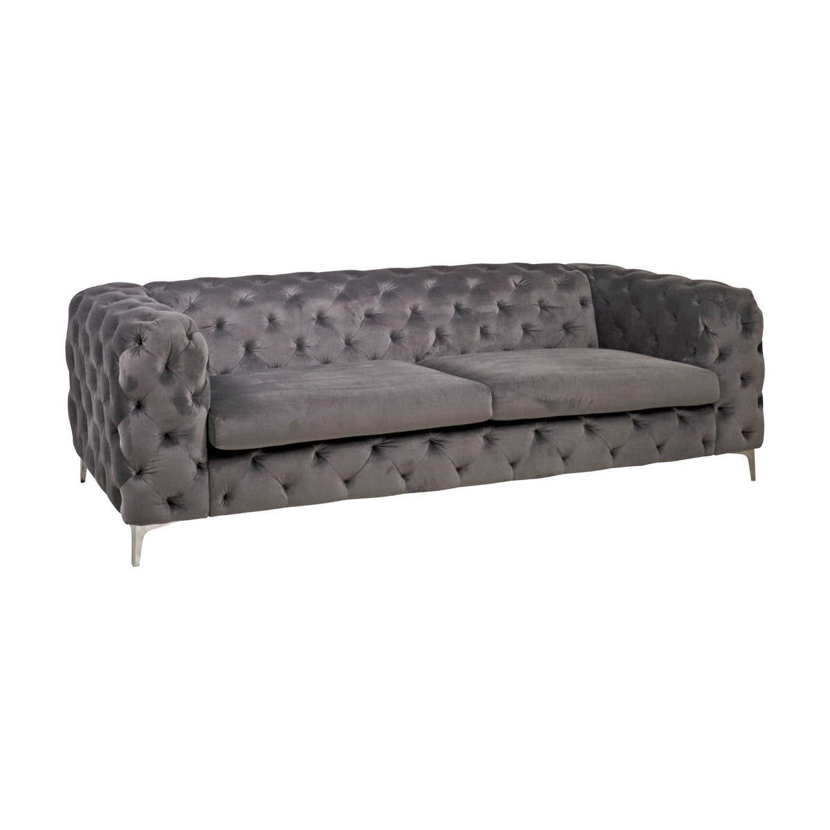 Bella sofa i velur med knappet chesterfield-design