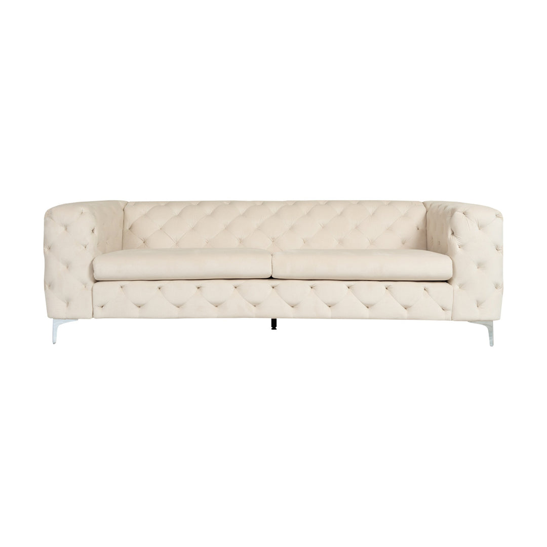 Bella sofa i velur med knappet chesterfield-design