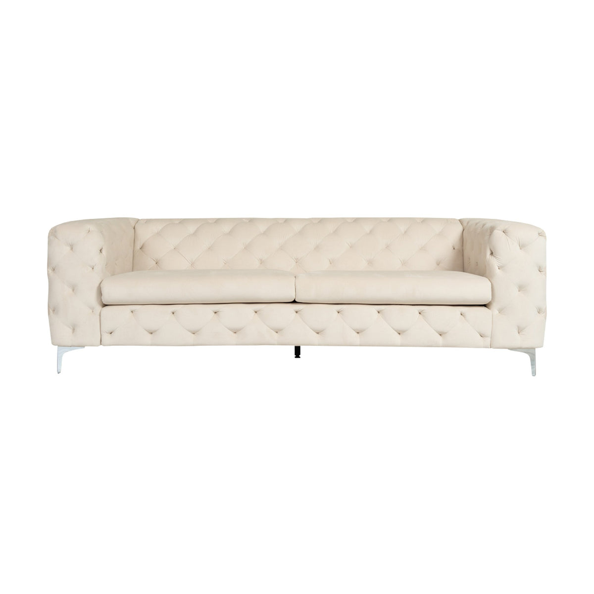 Bella sofa i velur med knappet chesterfield-design