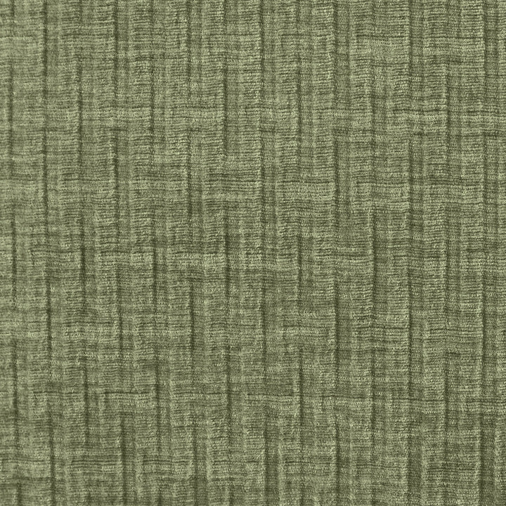 Marigold sofa i grønt, nærbilde av det ribbede chenillestoffet.