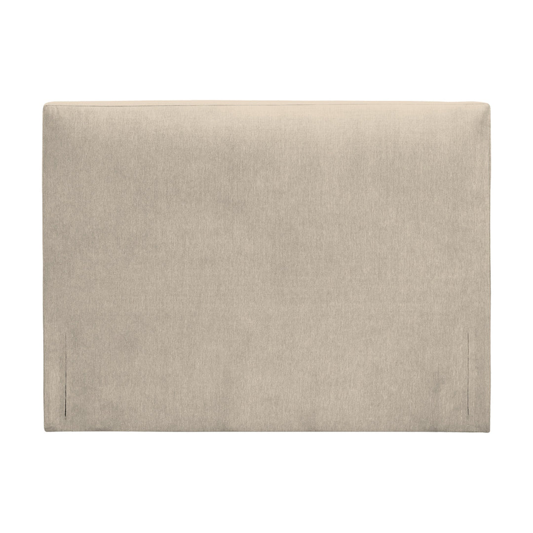 Juni sengegavl i beige polstret stoff