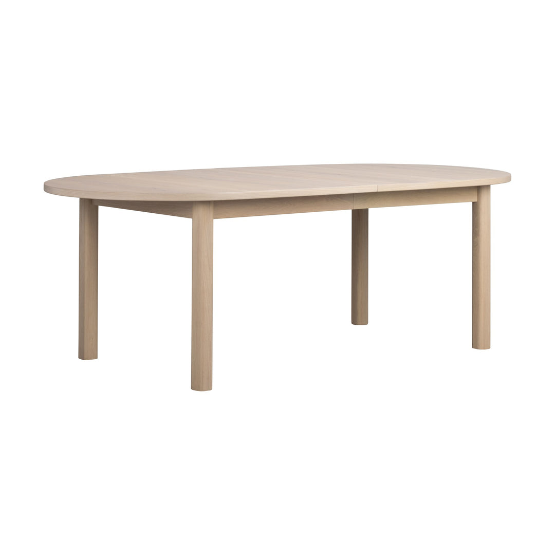 Rowico Gifford spisebord i hvitpigmentert eik med rund plate og runde ben
