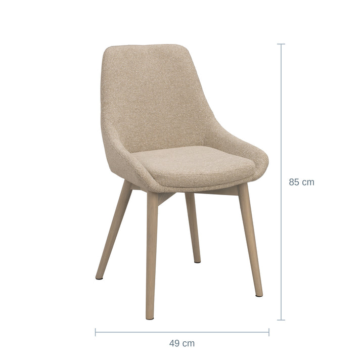 Rowico Denley Spisestol, Lys Beige, Hvitpigmentert Eik, Bredde: 49cm — RQ18205431251