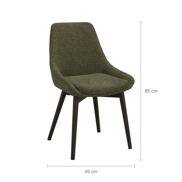 Rowico Denley Spisestol, Grønn, Brun Eik, Bredde: 49cm — RQ18205441251