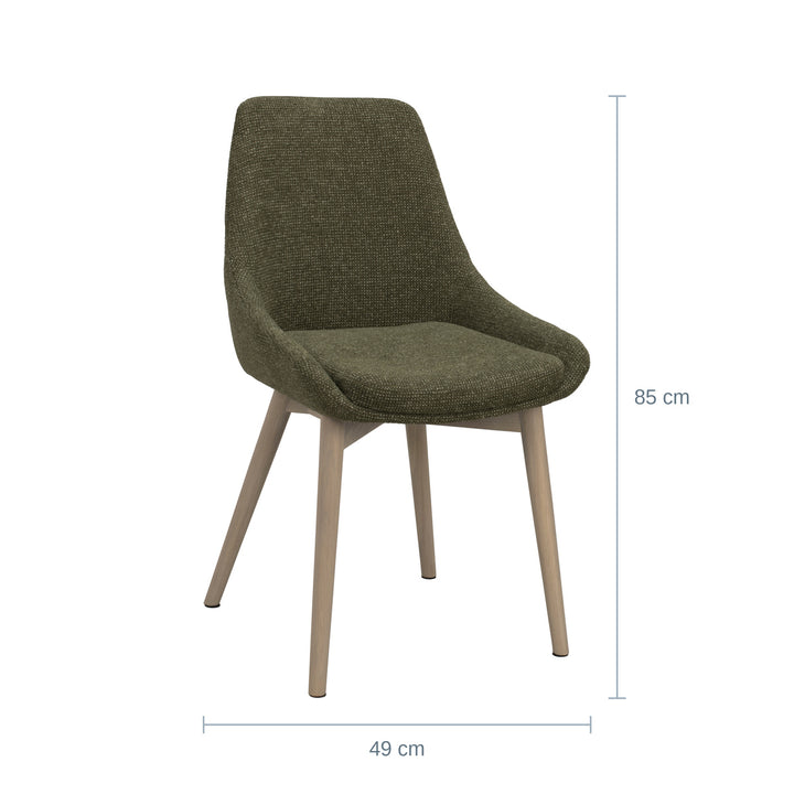 Rowico Denley Spisestol, Grønn, Hvitpigmentert Eik, Bredde: 49cm — RQ18205444251