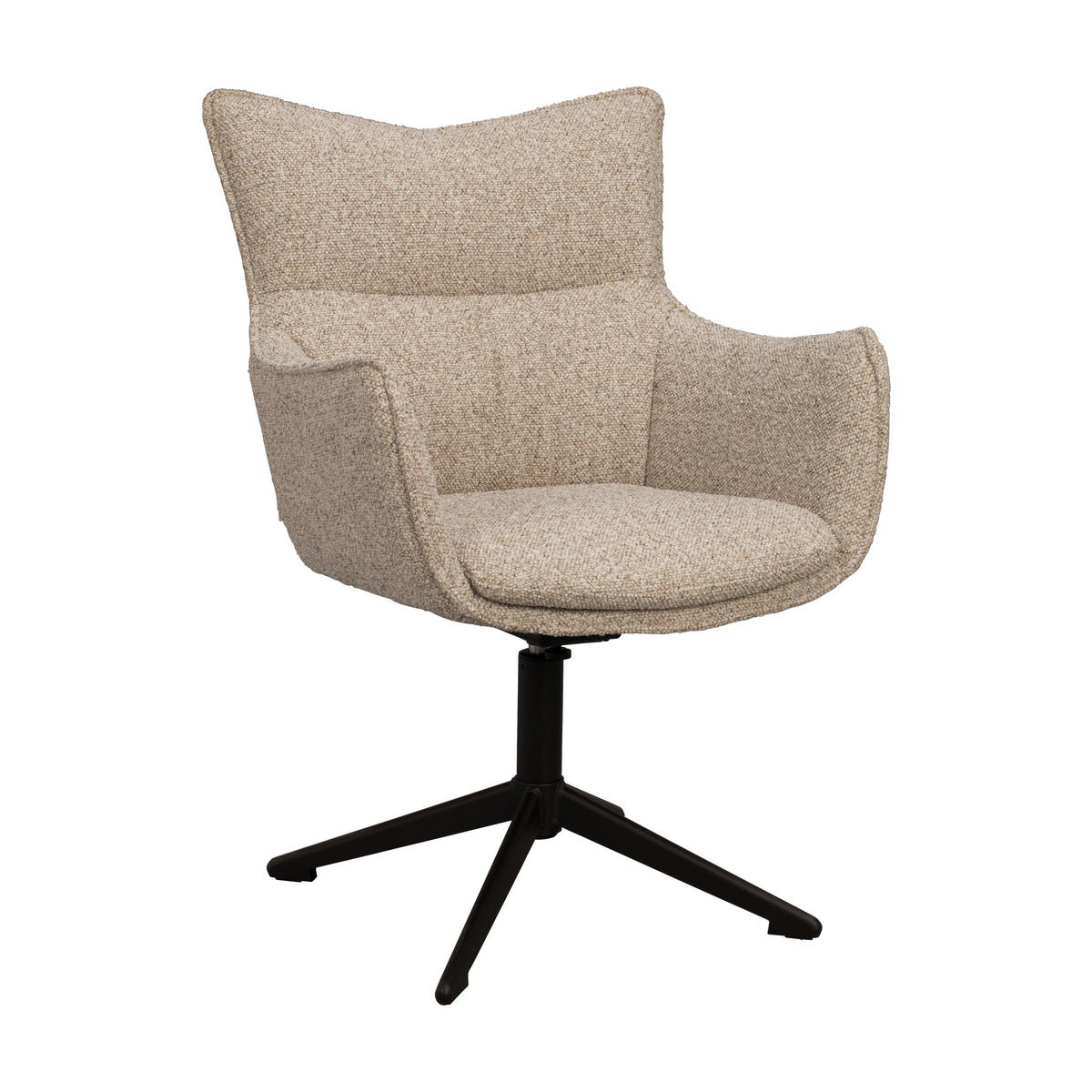 Rowico Fresco spisestol i beige bouclé med svart dreibar stjernefot