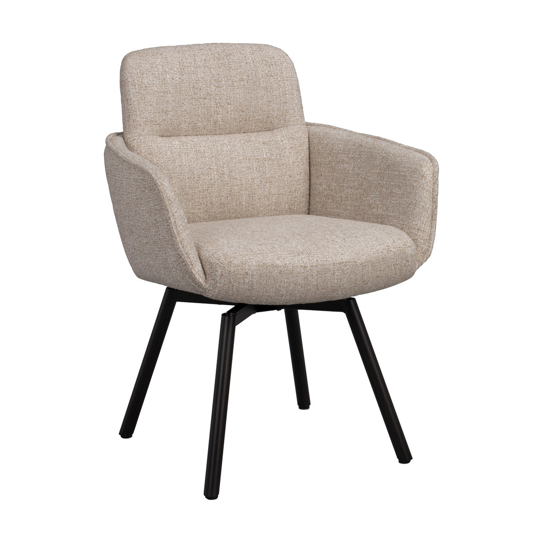 Rowico Roswell spisestol i lys beige bouclé med svarte ben