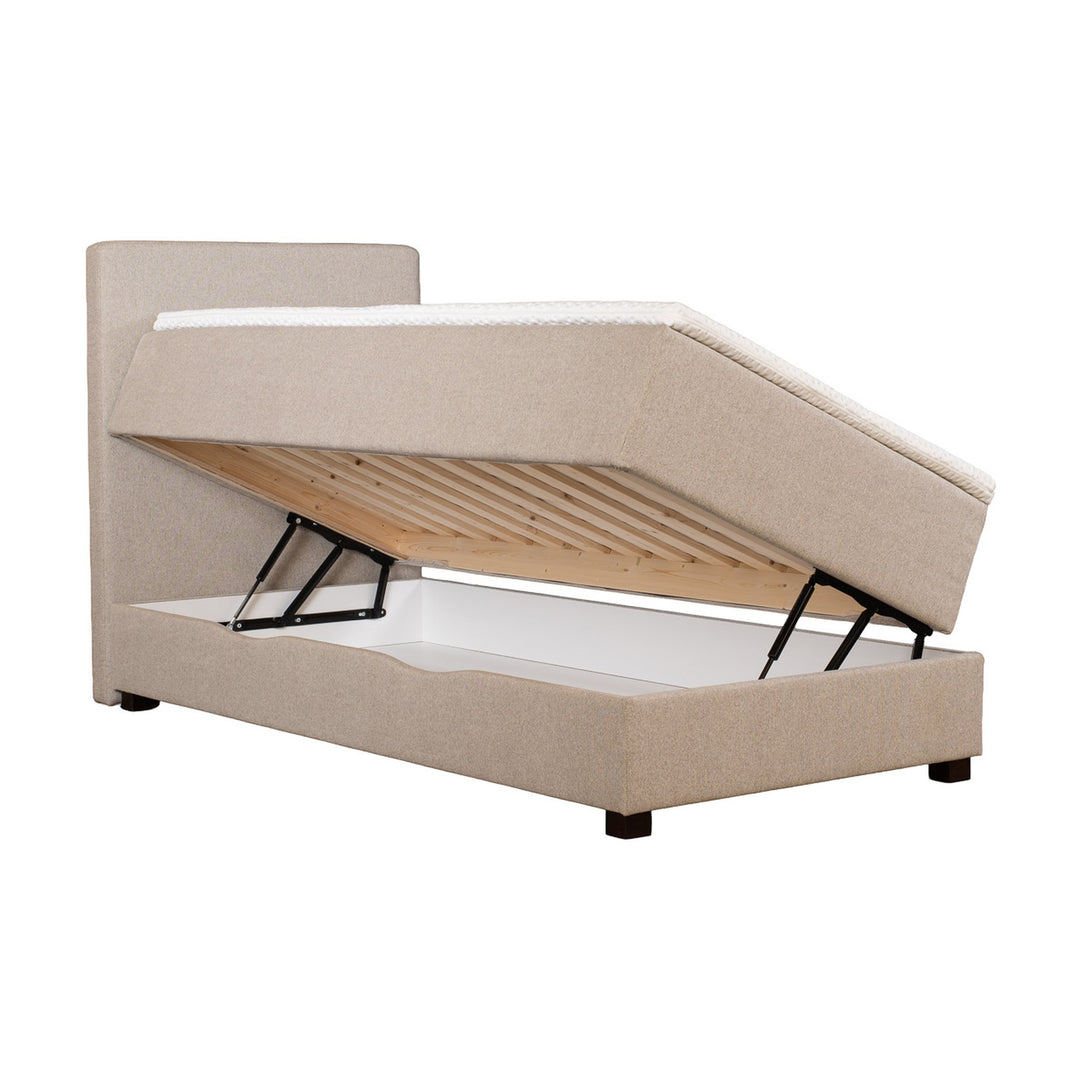 Asleep Luna rammemadrass i beige med oppfelt sengebunn og oppbevaringsrom under